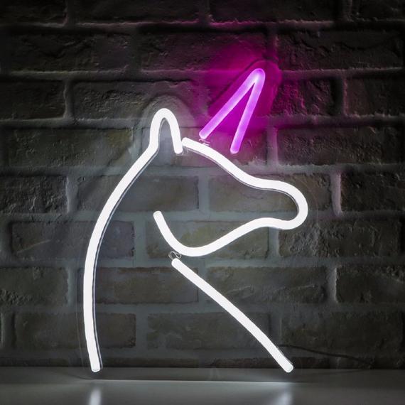 RoyaleGlow LED Neon Sign - "Good Vibes" Bright Pink LED Wall Light - UNICORN - 35.5*25.4cm