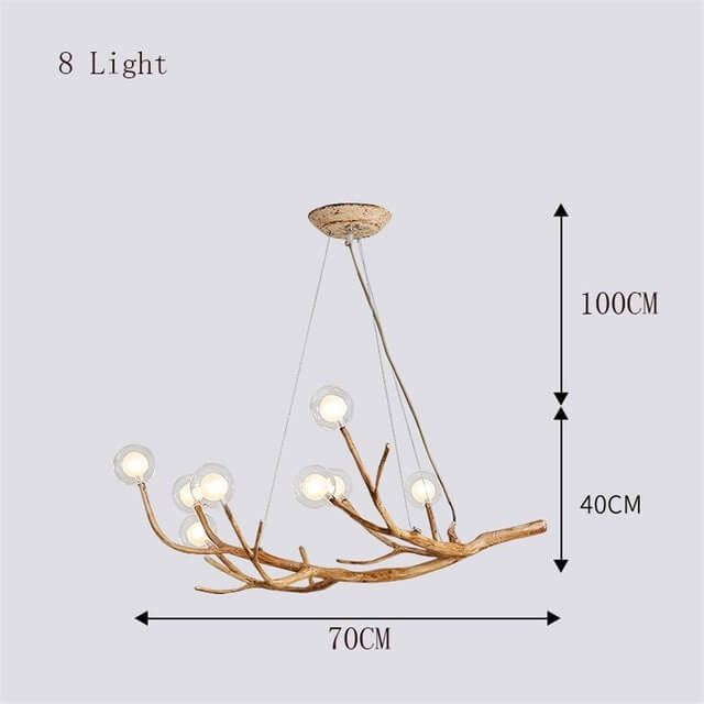 RoyaleGlow Charming Rustic Tree Branch Pendant Chandelier - Nordic Lighting Fixture - 4 Lights (Wall) / Warm White