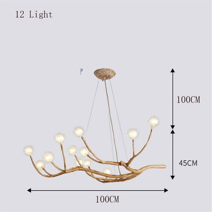 RoyaleGlow Charming Rustic Tree Branch Pendant Chandelier - Nordic Lighting Fixture - 4 Lights (Wall) / Warm White