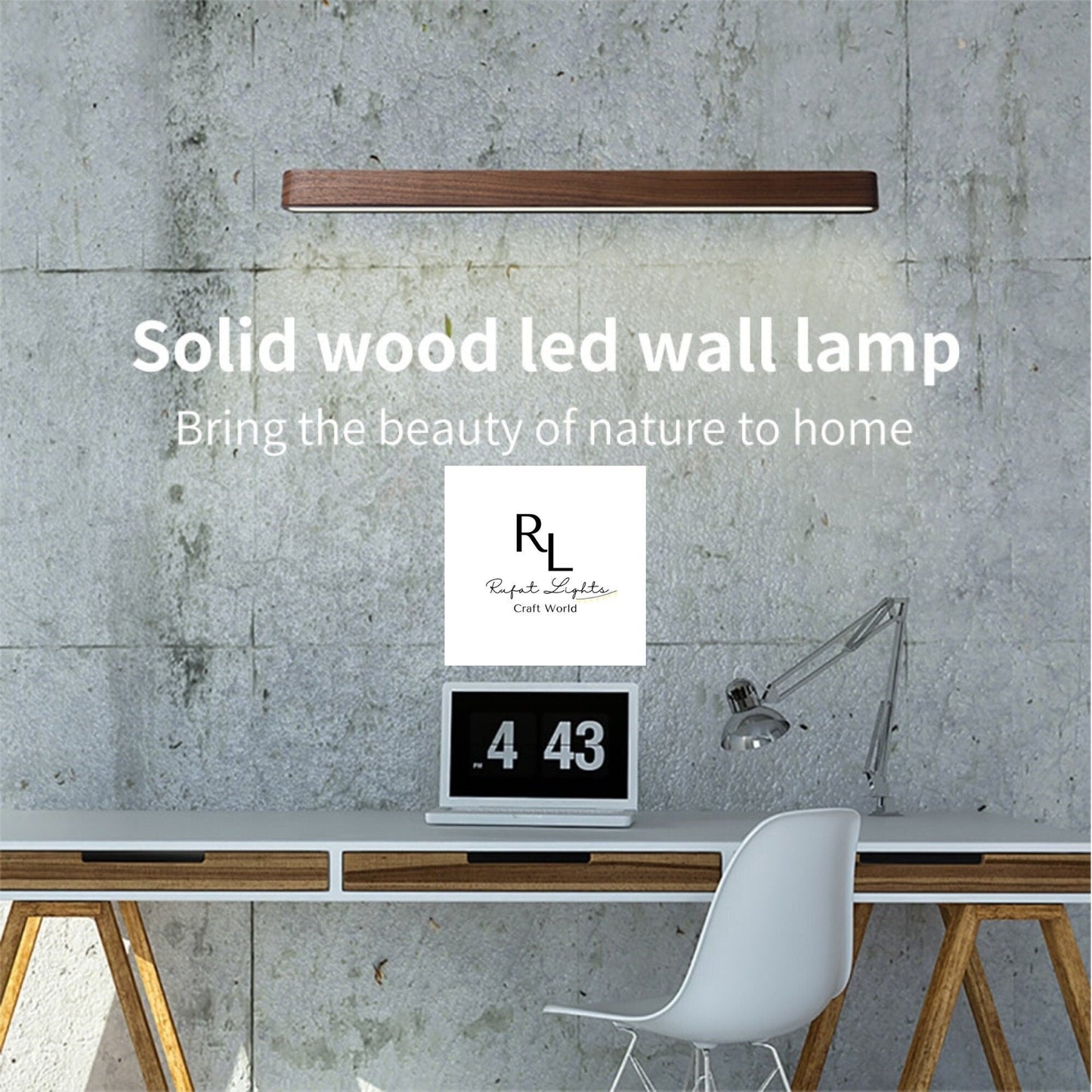 RoyaleGlow Nordic-Inspired Solid Wood Linear Wall Lamp - 12W LED Lighting - Finland Pine