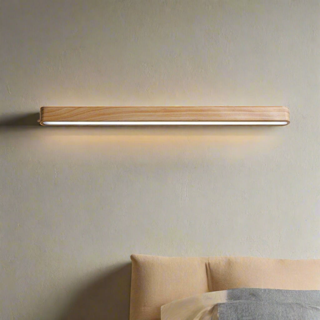 RoyaleGlow Nordic-Inspired Solid Wood Linear Wall Lamp - 12W LED Lighting - Finland Pine