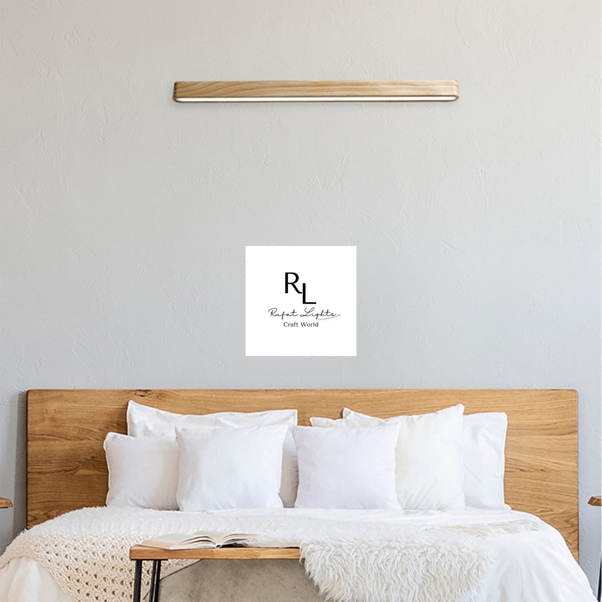 RoyaleGlow Nordic-Inspired Solid Wood Linear Wall Lamp - 12W LED Lighting - Finland Pine