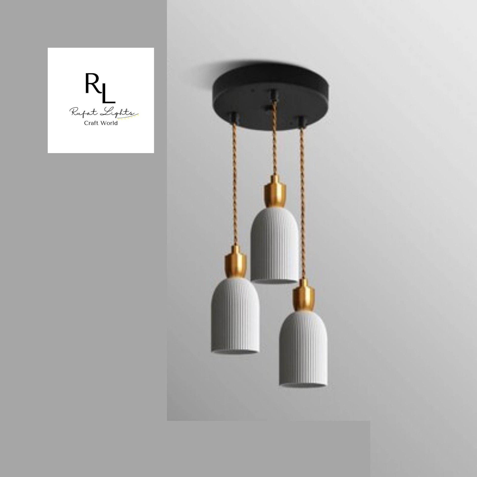 RoyaleGlow Elegant Ceramic Hanging Chandelier with Plug-In Pendant Light - BBB / Hardwired