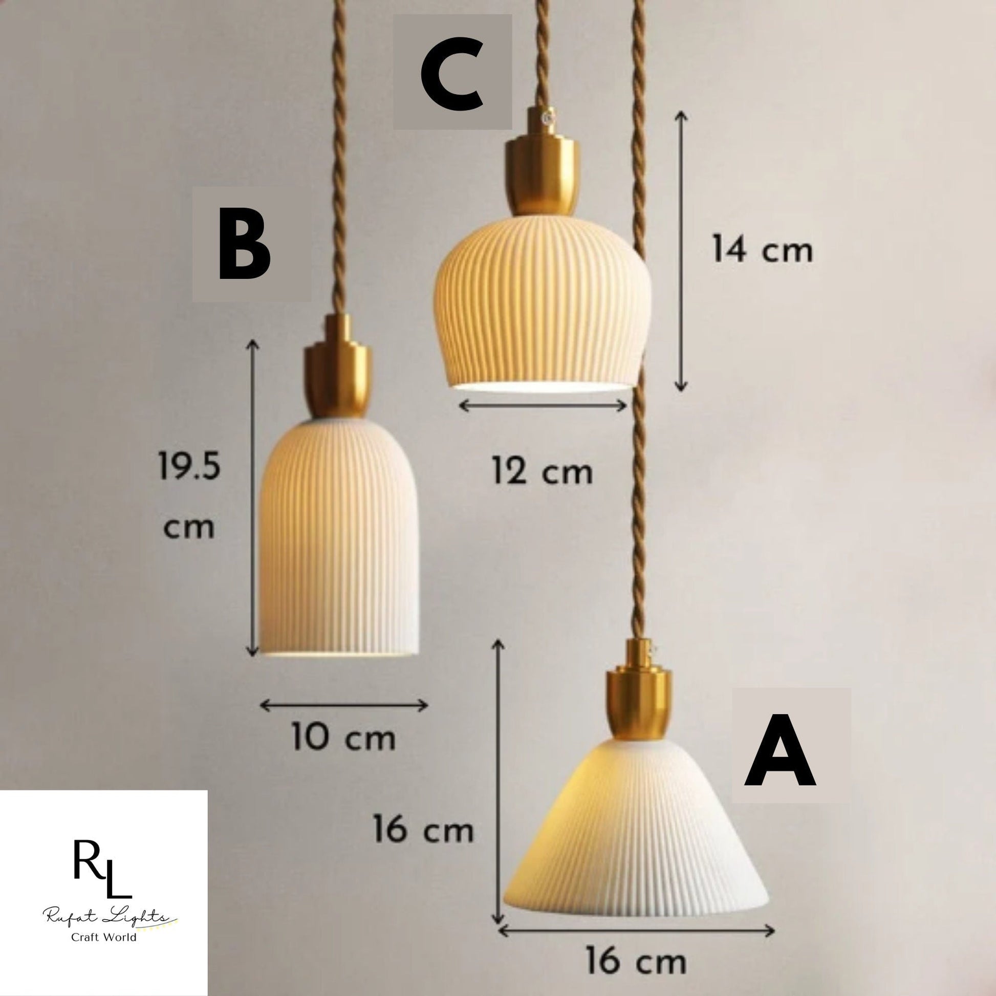 RoyaleGlow Elegant Ceramic Hanging Chandelier with Plug-In Pendant Light - A / Hardwired