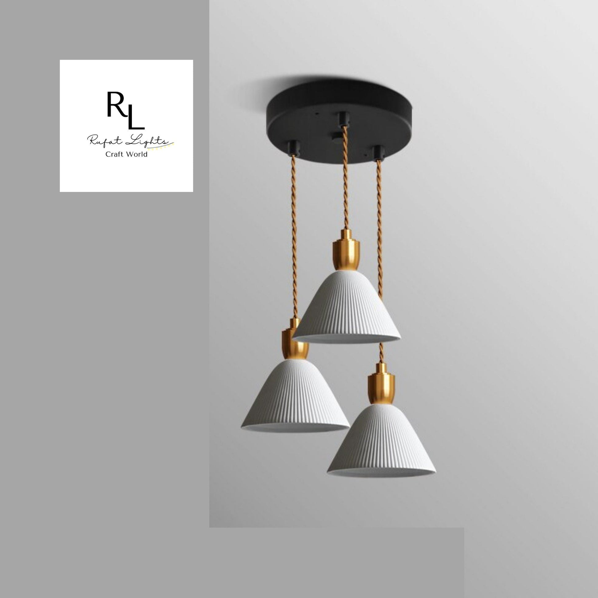 RoyaleGlow Elegant Ceramic Hanging Chandelier with Plug-In Pendant Light - AAA / Hardwired