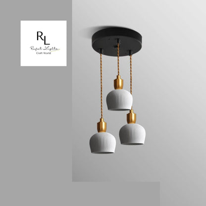 RoyaleGlow Elegant Ceramic Hanging Chandelier with Plug-In Pendant Light - CCC / Hardwired