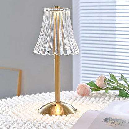 Iris Rechargeable LED Table Lamp – Elegant Gold Wireless Lamp with Built-in Dimmer