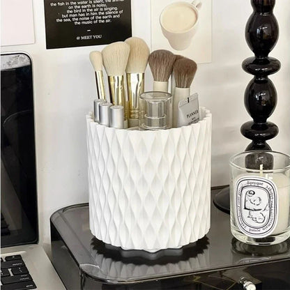 Royallure Rotating Makeup Brush Organizer - Space-Saving Vanity Storage Solution