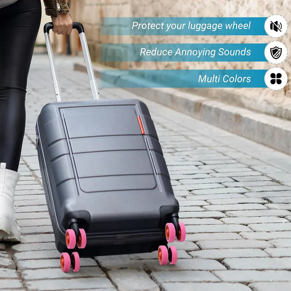 Royaleva Quiet Travel Luggage Wheel Protectors - Noise-Canceling Silicone Guards for Smooth Rolls