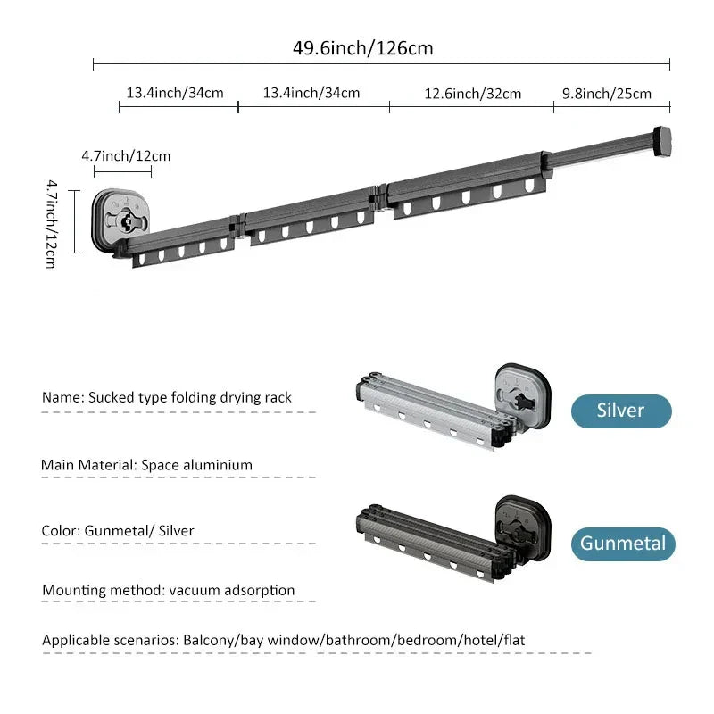 Royallure Retractable Wall-Mounted Laundry Drying Rack - Space-Saving & Easy Installation