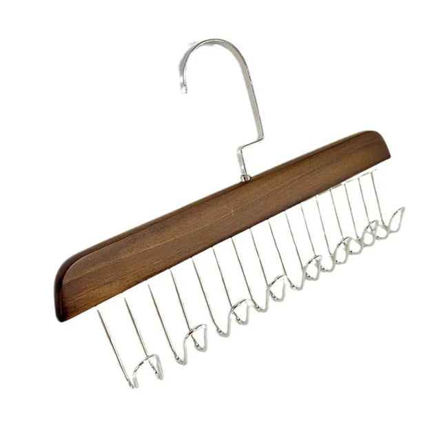 Royallure Premium Solid Wood Accessory Hanger Organizer with 360-Degree Rotating Hooks for Belts, Hats, and Scarves