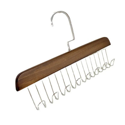 Royallure Premium Solid Wood Accessory Hanger Organizer with 360-Degree Rotating Hooks for Belts, Hats, and Scarves