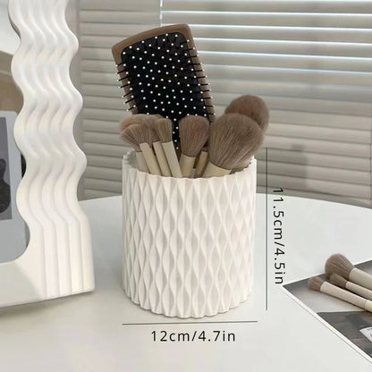 Royallure Rotating Makeup Brush Organizer - Space-Saving Vanity Storage Solution