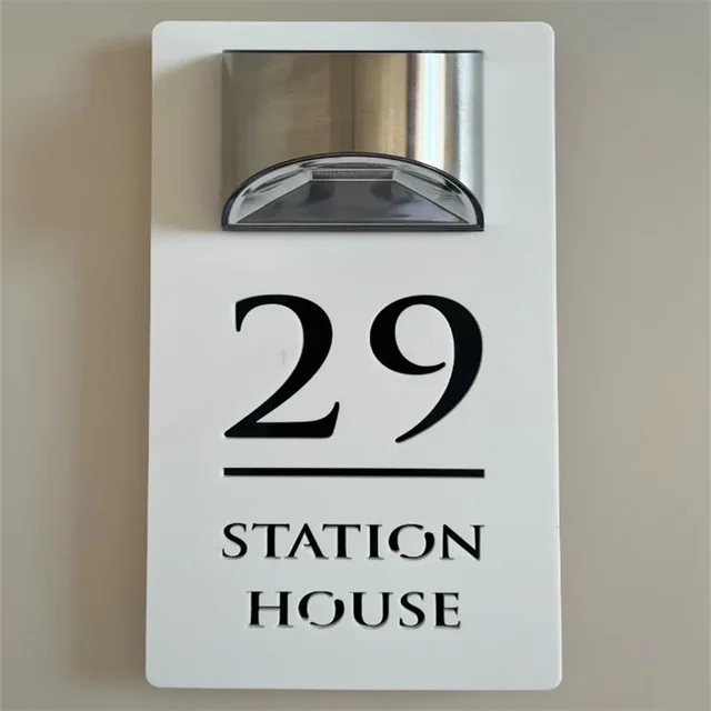 Royale Solar-Powered Illuminated House Number Sign – Eco-Friendly LED Door Digits