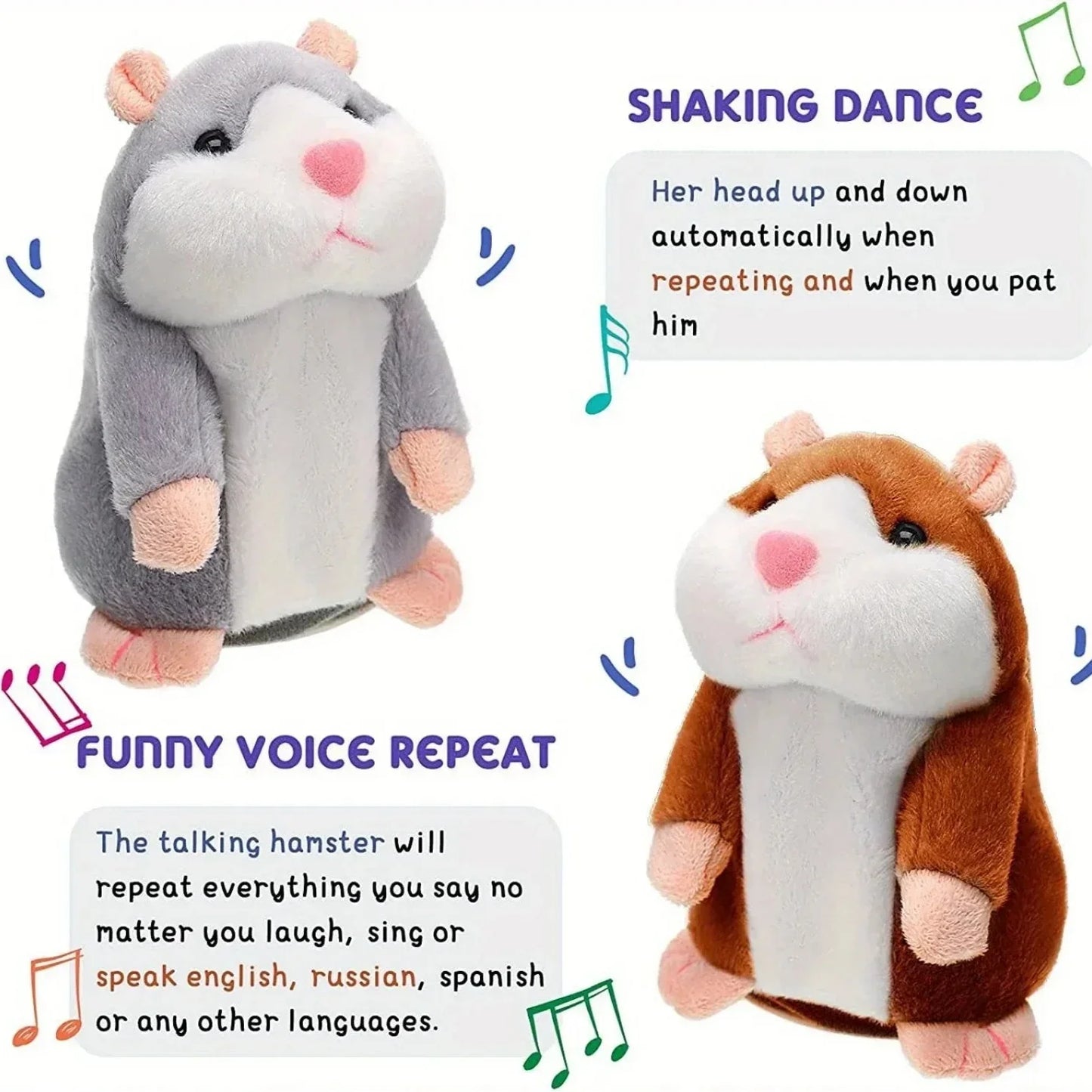 Royallure Talking Hamster Toy – Multilingual Mimic Pet for Kids & Fun Language Learning