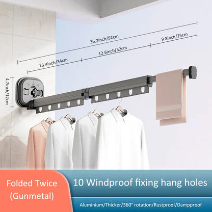 Royallure Retractable Wall-Mounted Laundry Drying Rack - Space-Saving & Easy Installation