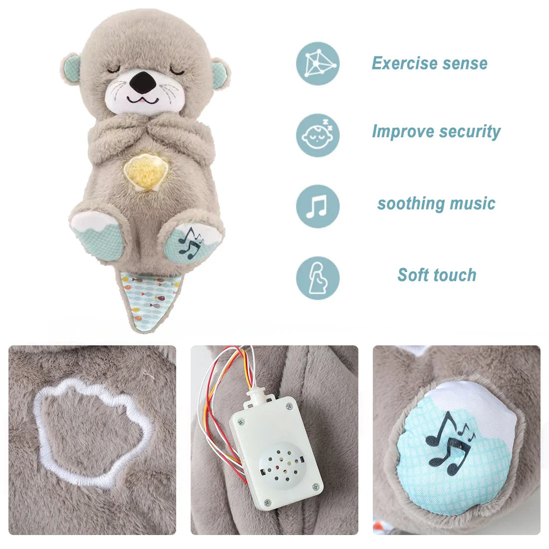 Royallure Soothing Breathing Otter Plush for Babies - Calming Sleep Companion with Gentle Sounds and Lights