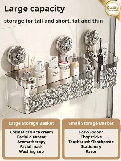 Royallure No-Drill Bathroom Organizer Shelf - Effortless Space Saver for Shampoo, Cosmetics & More