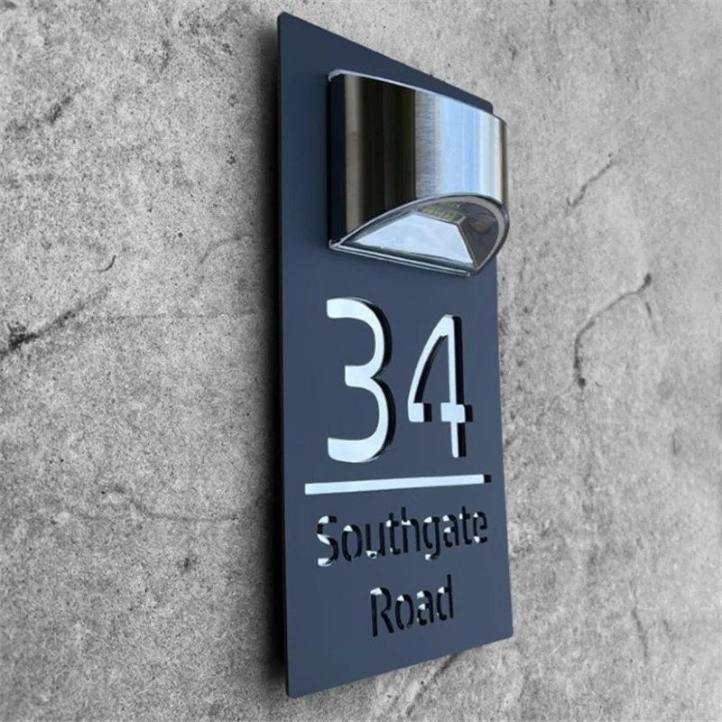 Royale Solar-Powered Illuminated House Number Sign – Eco-Friendly LED Door Digits