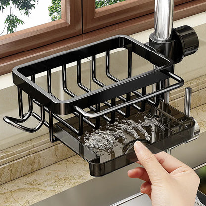 Royallure Premium Aluminum Sink Organizer – Space-Saving Kitchen Storage Rack for Sponges, Soap, & Brushes – Easy Install & Quick Dry Design