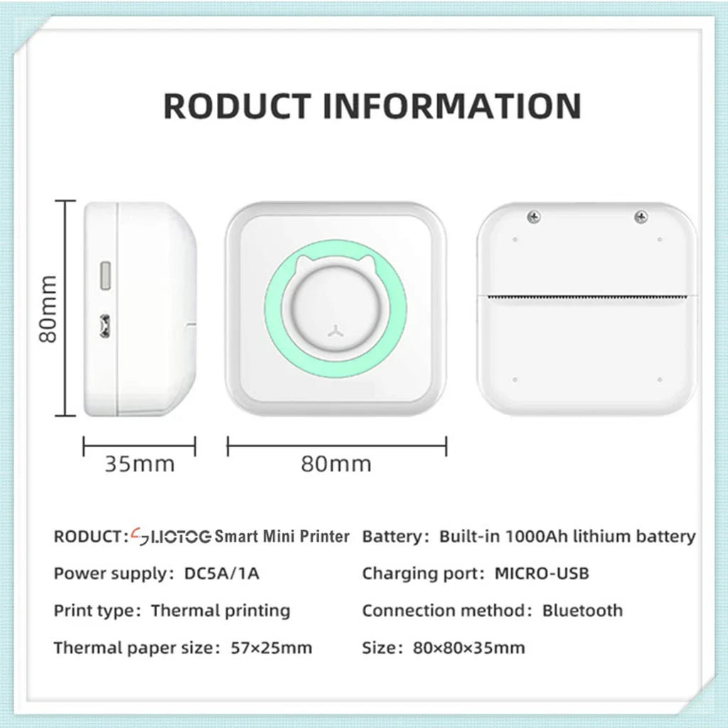 Royallure Instant Photo Printer - Compact, Inkless Wireless Sticker Printer for Memorable Moments