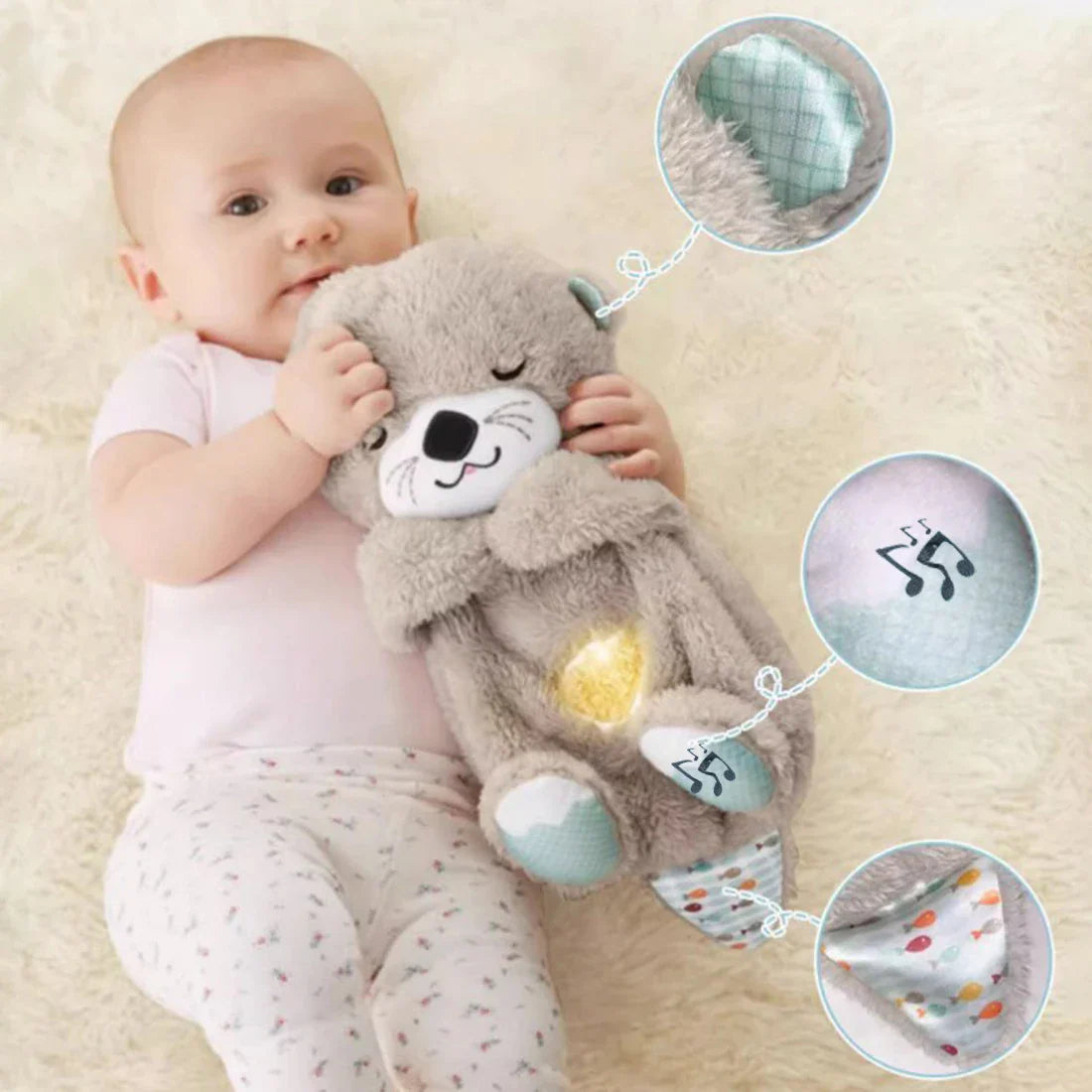 Royallure Soothing Breathing Otter Plush for Babies - Calming Sleep Companion with Gentle Sounds and Lights