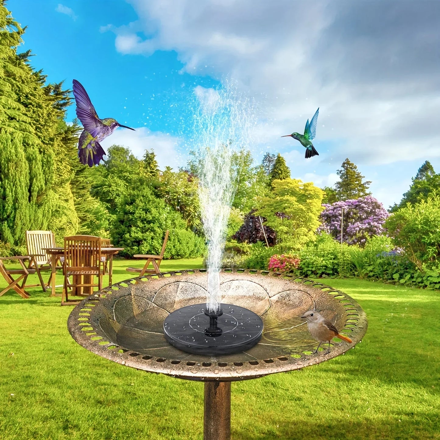 Royallure Solar-Powered Bird Bath Fountain - Eco-Friendly Outdoor Water Feature for Garden Bird Attraction