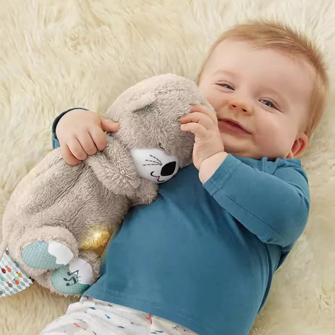 Royallure Soothing Breathing Otter Plush for Babies - Calming Sleep Companion with Gentle Sounds and Lights