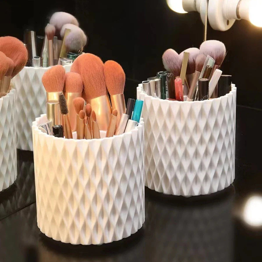 Royallure Rotating Makeup Brush Organizer - Space-Saving Vanity Storage Solution