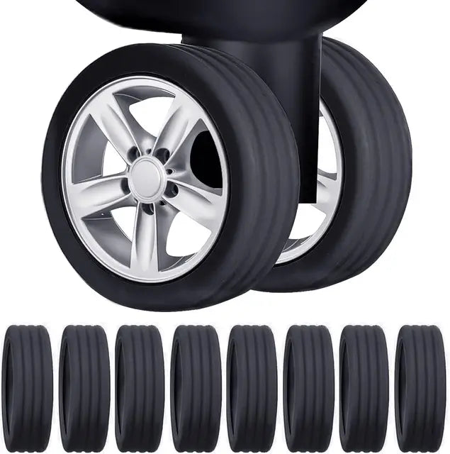 Royaleva Quiet Travel Luggage Wheel Protectors - Noise-Canceling Silicone Guards for Smooth Rolls