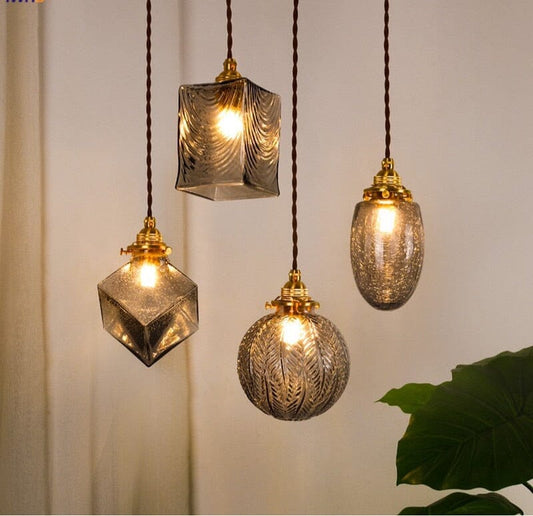 Royallure Chic Industrial Vintage Glass Pendant Lighting Fixture - Rectangle