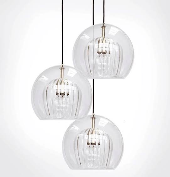 RoyaleGlow Elegant Glass Pendant Light Fixture - Modern Style & Warm Ambiance - 5.9 in / 15cm / Transparent