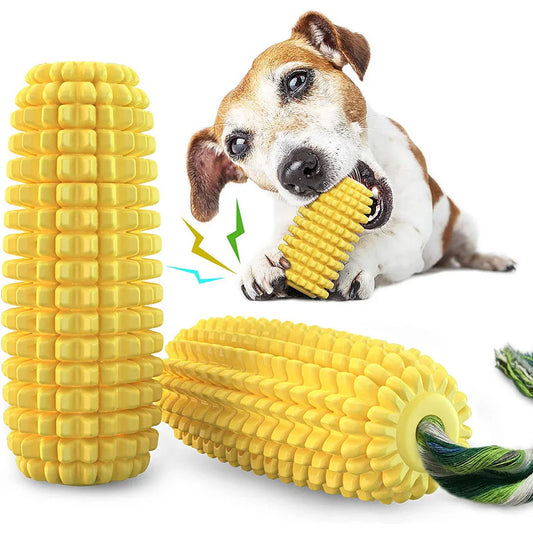 Furora Durable Corn Stick Dog Chew Toy - Squeaky, Dental Health & Water Floating for Aggressive Chewers