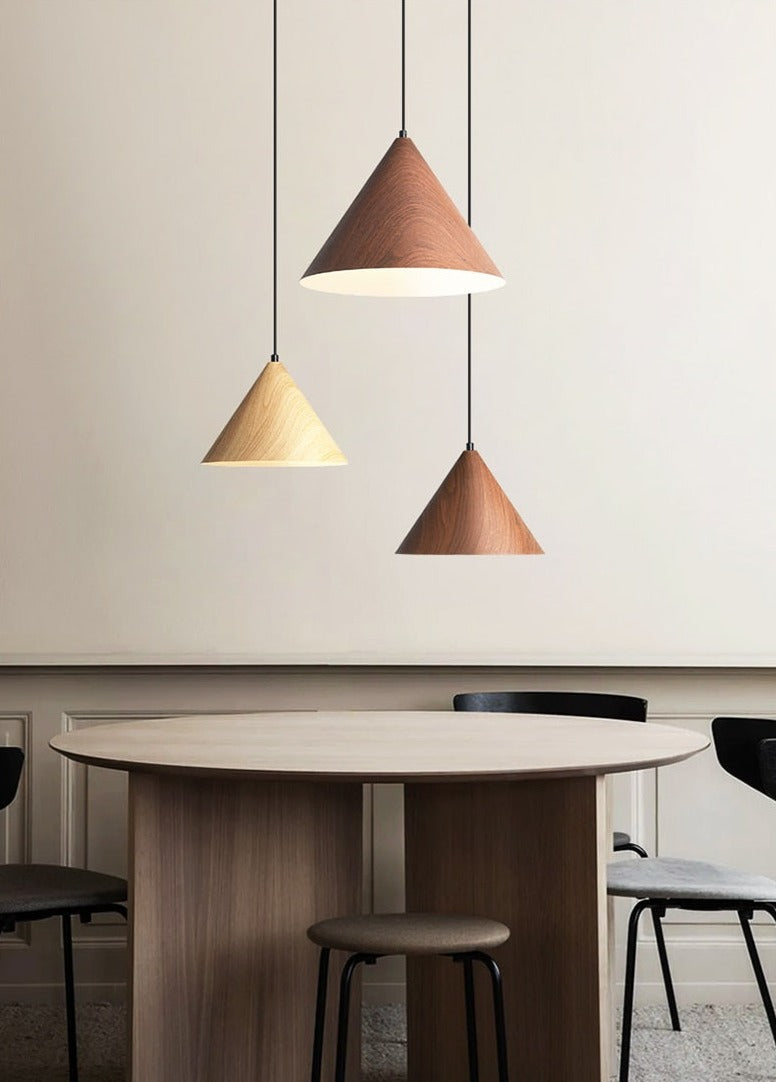 RoyaleGlow Modern Pyramid Pendant Light - Chic Japanese Design - Dark wood / Small