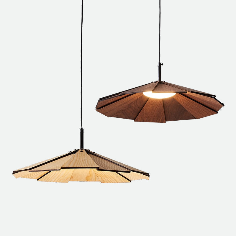 RoyaleGlow Blossom Wood Pendant Light – Natural Elegance for Modern Spaces - Walnut