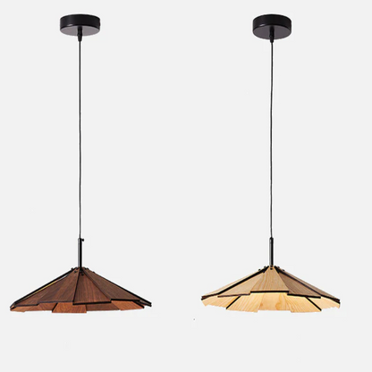 RoyaleGlow Blossom Wood Pendant Light – Natural Elegance for Modern Spaces - Walnut