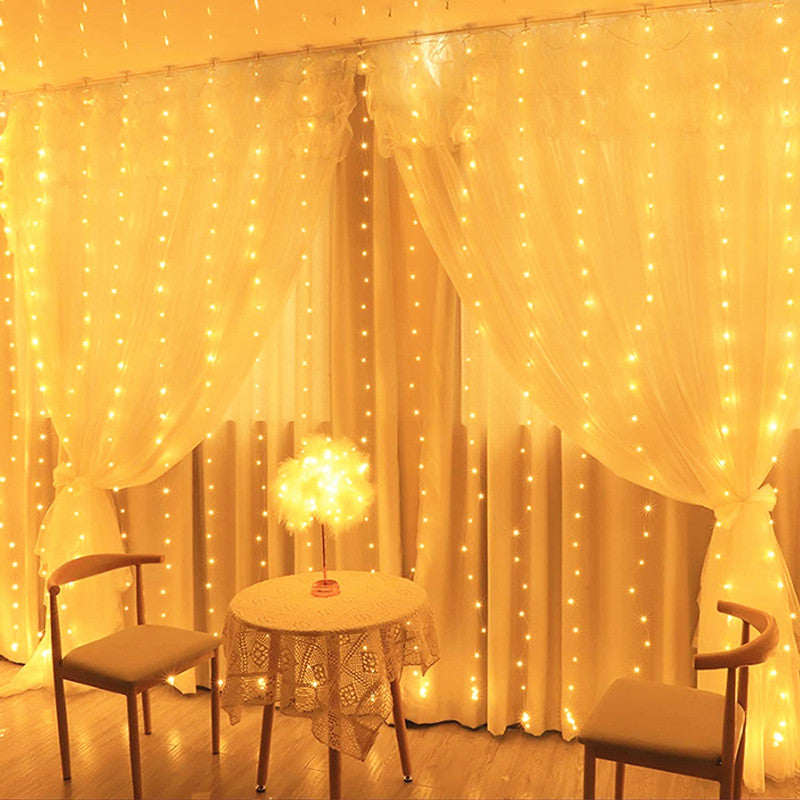 Royelux 3x6m Decorative Curtain LED Lights - Remote-Controlled Festive Ambience - 3 x 1m 100LEDs / Warm white