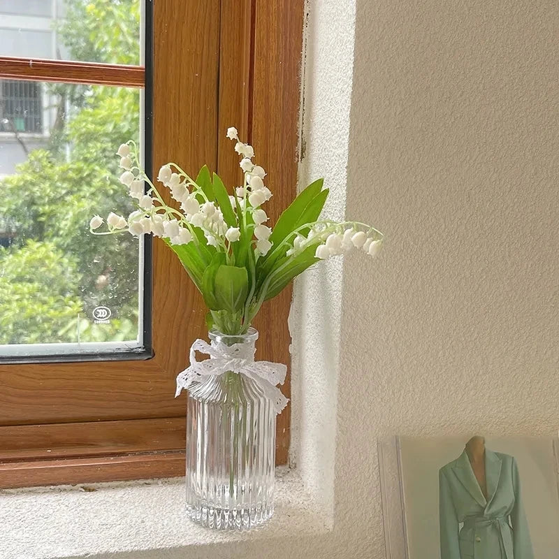 Royelux Glass Hydroponic Vase - Elegant Striped Vase for Flower Arrangements