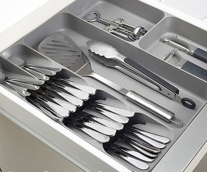 Royallure Compact Kitchen Cutlery Organizer with Layered Design & Easy Identification Icons