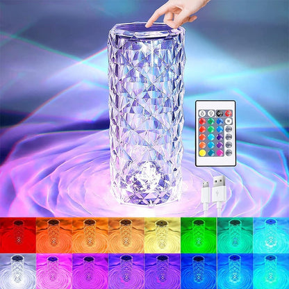 Royallure Crystal LED Table Lamp - Romantic Night Light with 3D Effect and Touch Control