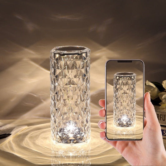 Royallure Crystal LED Table Lamp - Romantic Night Light with 3D Effect and Touch Control