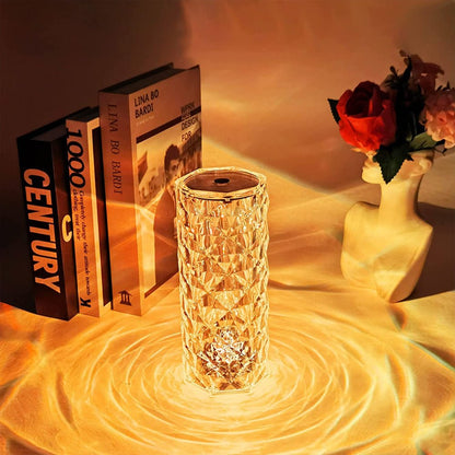 Royallure Crystal LED Table Lamp - Romantic Night Light with 3D Effect and Touch Control