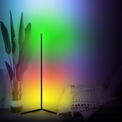 Royaleva Luminance LED Corner Floor Lamp - RGB Smart Control, 16M Colors, Music Sync - RGB / Black