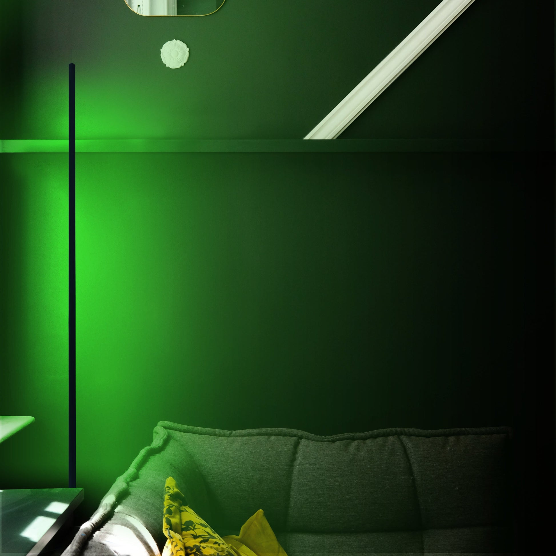 Royaleva Luminance LED Corner Floor Lamp - RGB Smart Control, 16M Colors, Music Sync - RGB / Black