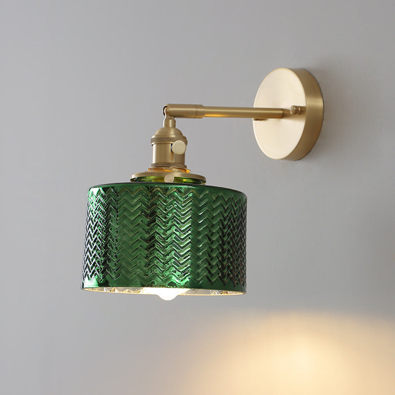 RoyaleGlow Stylish Modern Cylindrical Glass Wall Sconce - Elegant Interior Lighting - Green