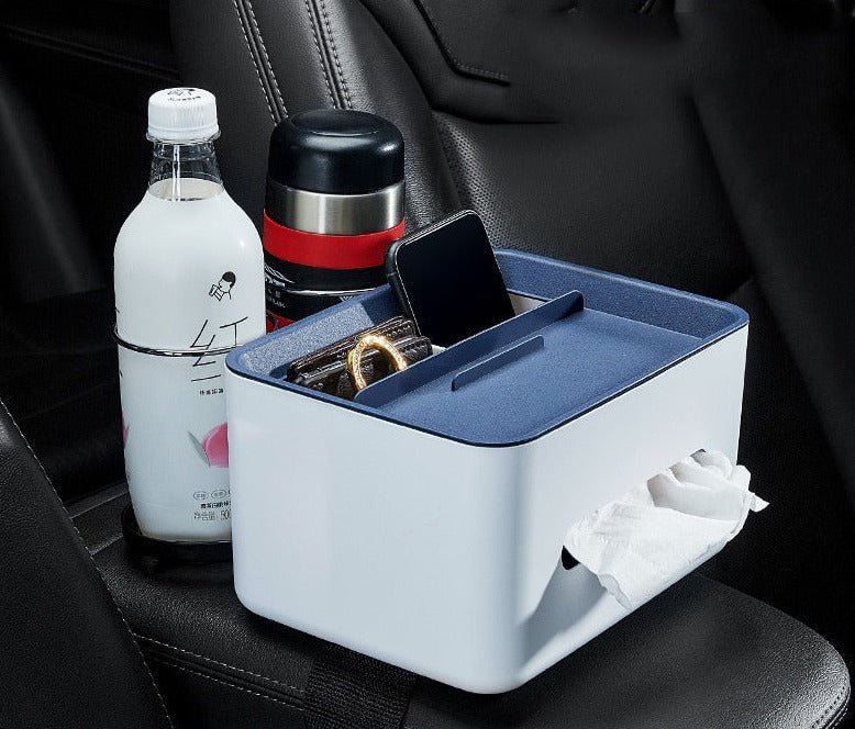 Royallure Versatile Car Organizer Box with Cup Holder - Space-Saving Armrest Storage Solution for Cars and Trucks