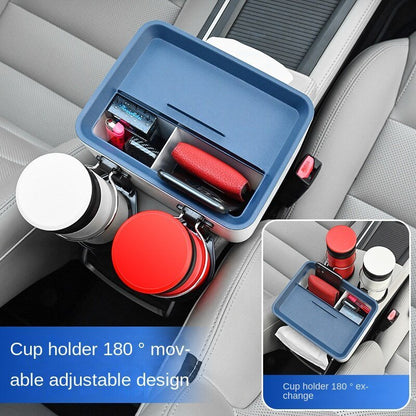 Royallure Versatile Car Organizer Box with Cup Holder - Space-Saving Armrest Storage Solution for Cars and Trucks