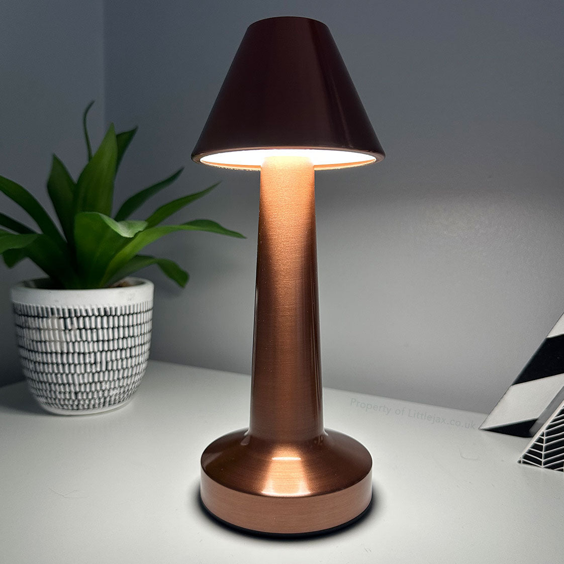 Ambient Oblique Modern Cordless Table Lamp – Adjustable Lighting Modes & USB Rechargeable - Rose Gold