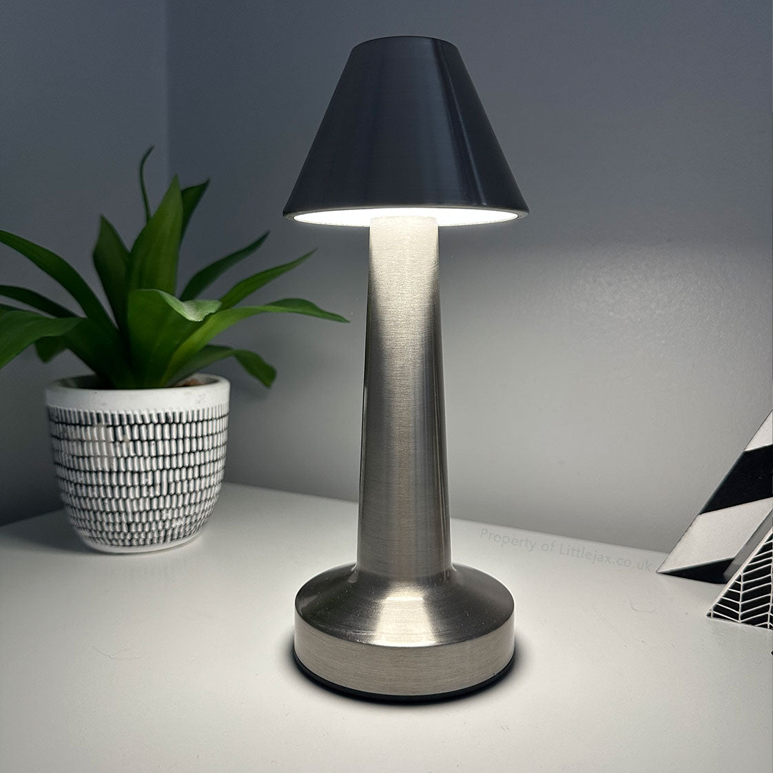 Ambient Oblique Modern Cordless Table Lamp – Adjustable Lighting Modes & USB Rechargeable - Silver