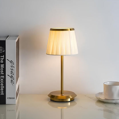 Classic Elegance Table Lamp with touch control, waterproof, dimmable lighting, rechargeable via USB-C, metal and cloth design